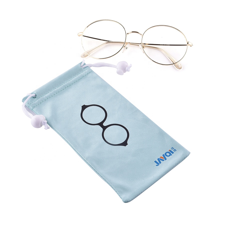 Paquet de sac à lunettes avec cordon de serrage en tissu microfibre propre